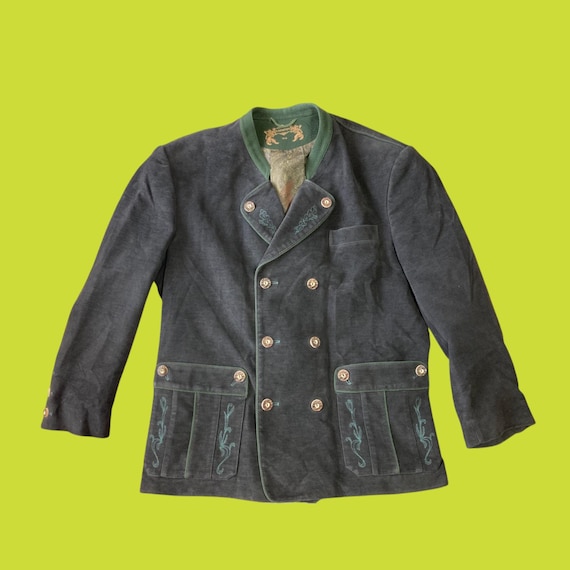 Lodenfrey, LODENFREY Men Blazer with green embroidery Cotton Ethnic Jacket Coat Jager