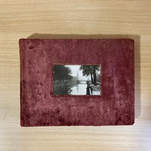 Álbum de fotos vintage con impresión sobre cartón, álbum de los años 50, álbum soviético, álbum con funda de terciopelo