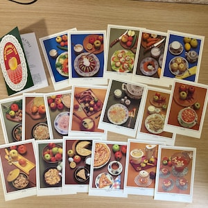 Conjunto de cartas 18, receitas para cozinhar pratos de maçã, 1988, Ilustração, Impressão, URSS