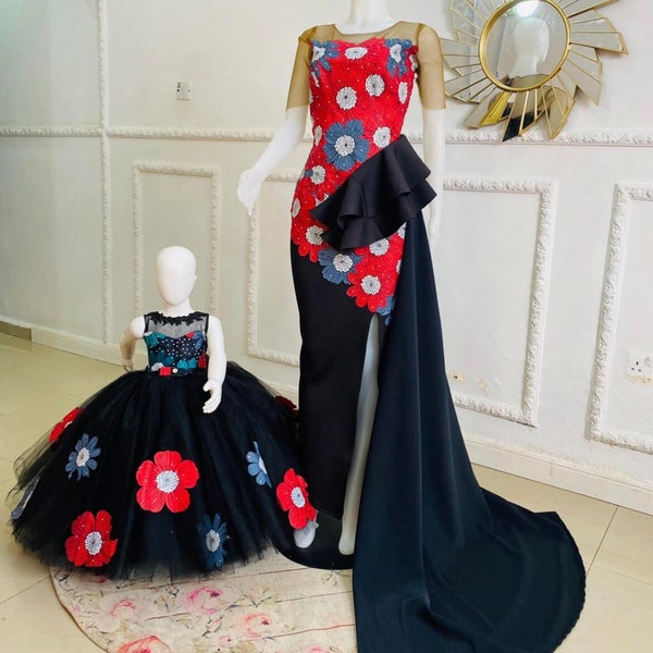 African mommy and me dress/African mum and daughter maxi dress/Mummy and daughter matching set/African clothing for women/Mom and me wedding