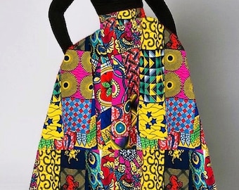 Jupe longue à imprimé africain - Jupe longue colorée - Jupe africaine - Vêtements pour femmes faits main pour les fêtes - Mode afrocentrique - Cadeau pour elle