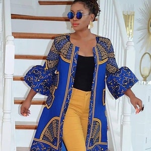 African Print Long Jacket, African Ankara jacket, African clothing, African print long jacket, Ideal gift for her,African clothing for women