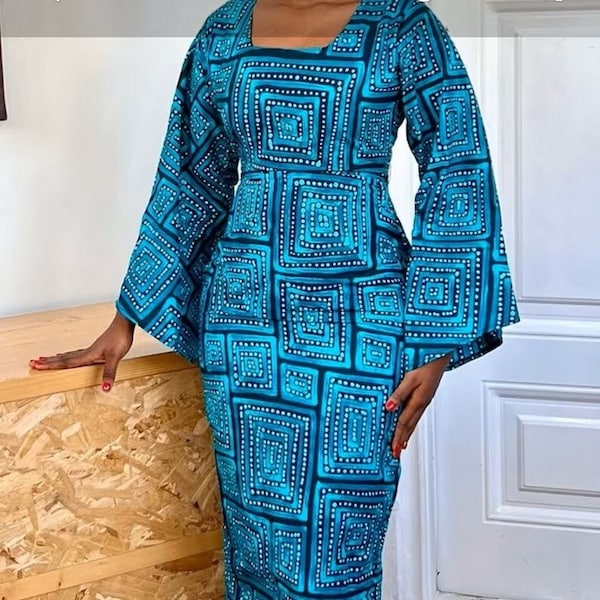 African Print Women Dress, Floral Women's dress - African Fashion - Midi Maxi Flared Dress - Gift for Her - Summer Fashion - Handmade Gift