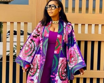 Robe kimono imprimée africaine, robe kimono africaine d'ankara, robe de vêtements africaine, robe imprimée africaine femme robe kimono ankara, kimono d'Ankara