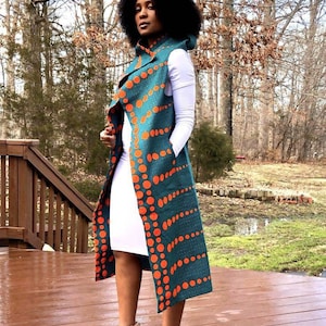 African Print Sleeveless Kimono, African sleeveless jacket, African clothing kimono, African print jacket, Ankara blazer, African Jacket