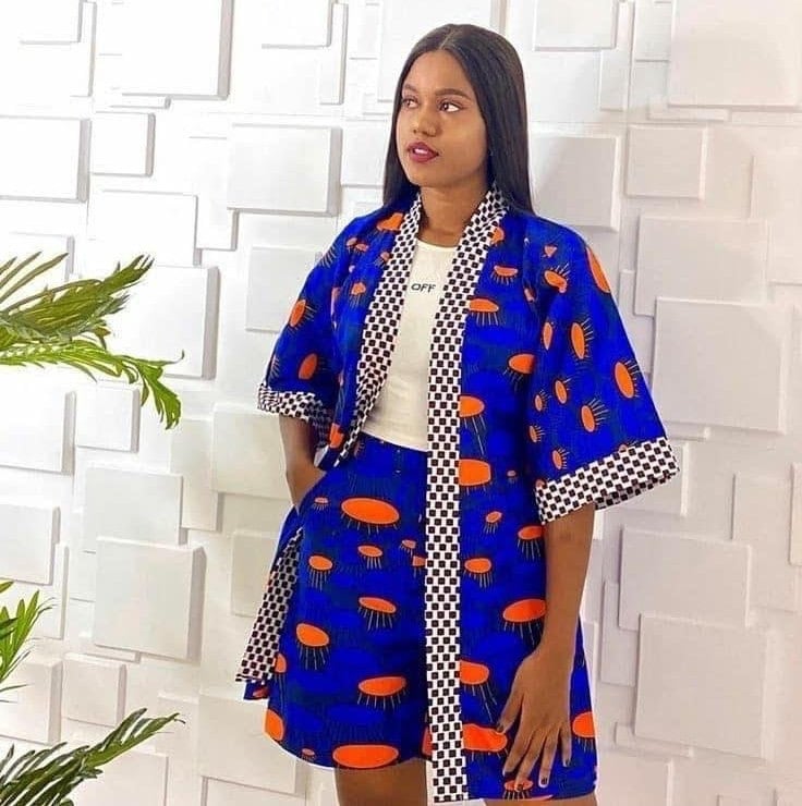 Africa kimono jacket and trouser (2 pieces)  African print pants, African  fashion women clothing, Chitenge outfits