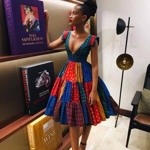 African Print Mini Dress, African Dress, African Midi Knee Length Dress, Handmade Women's Clothing, African Fashion, Ankara Dress,