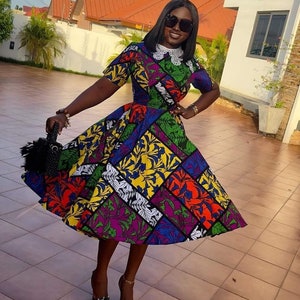 African Print Women Dress, African ankara flared dress, African print mini dress, african print dress, African clothing, ankara dress
