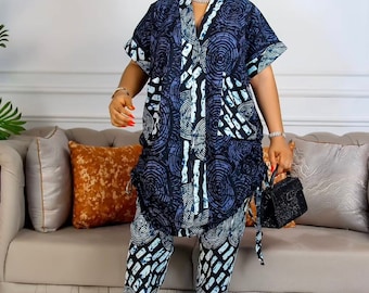African Print Women&#39;s Set, African Matching Set, African Kimono, African Pants, African clothing, African Outfit, African Fashion,