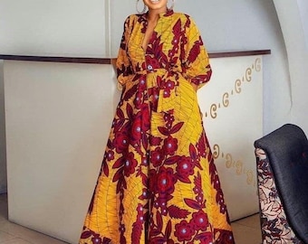 African Print Women&#39;s Dress, African print, African flared dress, African clothing, African dress, African wedding dress, African Fashion