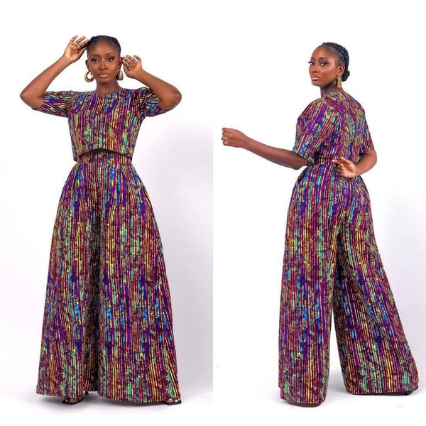 Ensemble africain pour femmes, Ensemble assorti pour Wax, Chemisier africain, Pantalon africain, Vêtements africains, Chemise africaine, Mode africaine