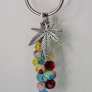 Marijuana Pot Leaf Colorful Color Splat Keychain