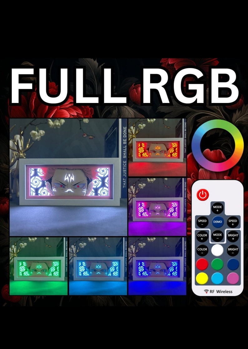 Ichigo Bleach Mask FULL RGB, Anime Light Box, Table Lamp, Handmade