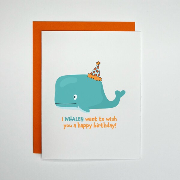 Whale Happy Birthday Card - Etsy