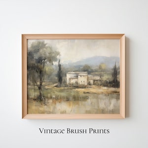 PRINTABLE Landscape Art Vintage Print Country Landscape Painting Digital Download Farmhouse Wall Print Cottage Decor
