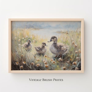 Duckling Oil Painting: Vintage Farmhouse Wall Art (Digital Download)