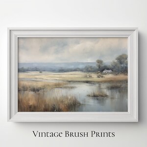 Field Landscape Painting Country Wall Art Digital Download Vintage Landscape Art Print Cottage Decor Farmhouse Printable