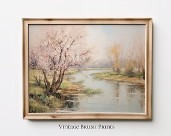 Kirschblüte Frühling Landschaft Gemälde (digitaler Download)