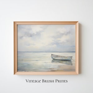 Printable Seascape Vintage Painting Coastal Ocean Wall Art Cottage Wall Print Nautical Wall Art Print Bathroom Decor