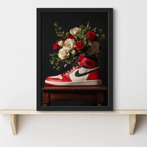 Designer Shoe, Luxury Fashion Print, Designer Wall Art, Luxury Art for Room, flower, Luxury Fashion Poster, Bedroom Aesthetic Wall Art