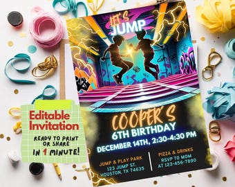 Trampoline Birthday Invitation | Editable Jump Party (Digital)