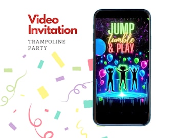 Trampoline Party Video Invitation | Animated Birthday Invite (Canva Editable)