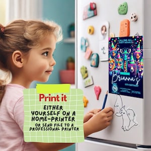 Party Animals Birthday Invitation Editable Template for Kids | Customizable Canva Invite for Fun Animal-Themed Party, Neon Any Age invite image 4