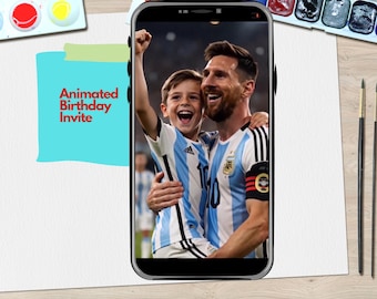 GOAT Soccer Cup Birthday Video Invitation Personalized with Your Child | Argentina-Inspired Player | Custom Football Invite Video
