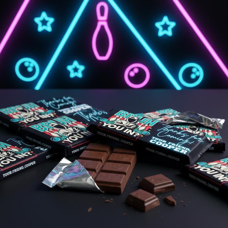 Bowling Chocolate Bar Wrapper | Editable Birthday Chocolate Label ...