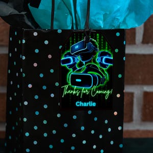 Virtual Reality Birthday Thank You Tags – Editable Name in Canva – Printable VR Party Favor Tags – Digital Download for VR Gamer Theme