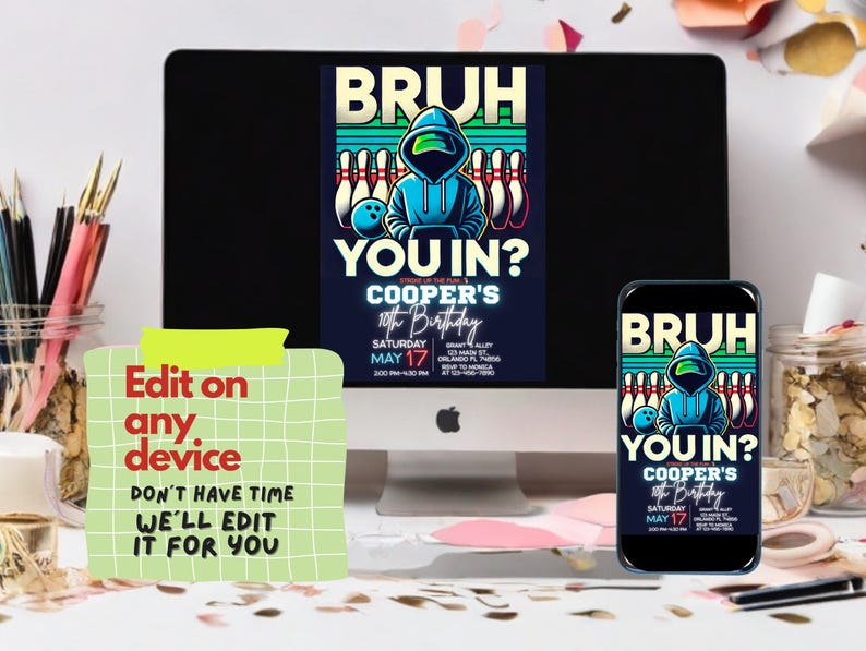 Bowling Birthday Party Invitation Editable Canva Template Bruh You bowling-birthday-party-invitation-editable-canva-template-bruh-you