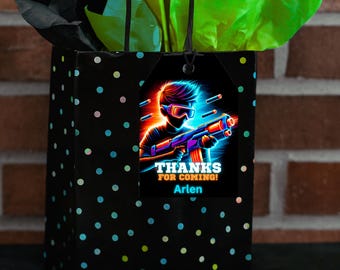 Dart Gun Birthday Party Thank You Tags – Editable Name in Canva – Printable Favor Tags – Dart Gun Blaster Battle Theme – Digital Download
