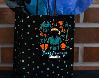 Karate Birthday Party Thank You Tags – Editable Name in Canva – Printable Favor Tags  – Martial Arts Theme – Digital Download, Ninja, Karate