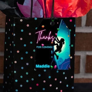 Rock Climbing Birthday Party Thank You Tags for Girls – Editable Name in Canva – Printable Favor Tags – Adventure Theme – Digital Download