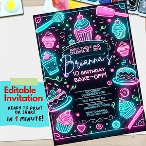 Cooking Class Party Birthday Invitation Editable in Canva, Kids Baking Party Invite Template, Chef Theme Birthday, Cooking Birthday, Any Age