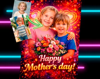 Personalized Mother's Day Card with Child's Photo, Vibrant Design, Custom Greeting Card for Mom, Photo Gift for Her, Special Mom Card