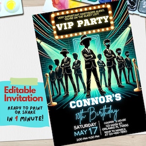 Exklusive VIP-Party Einladung Vorlage | Bearbeitbare digitale Geburtstagseinladung | Glam Luxus Gold VIP Geburtstagsparty für Teens & Tweens, DIY