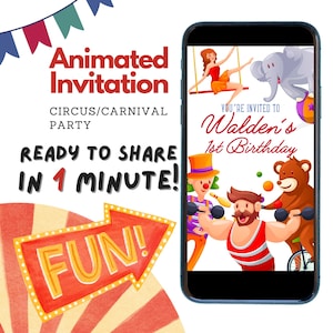 Circus Carnival Animated Birthday Invitation | Carnival Circus Theme | Editable in Canva in 1 Minute | Circus Birthday Video invite