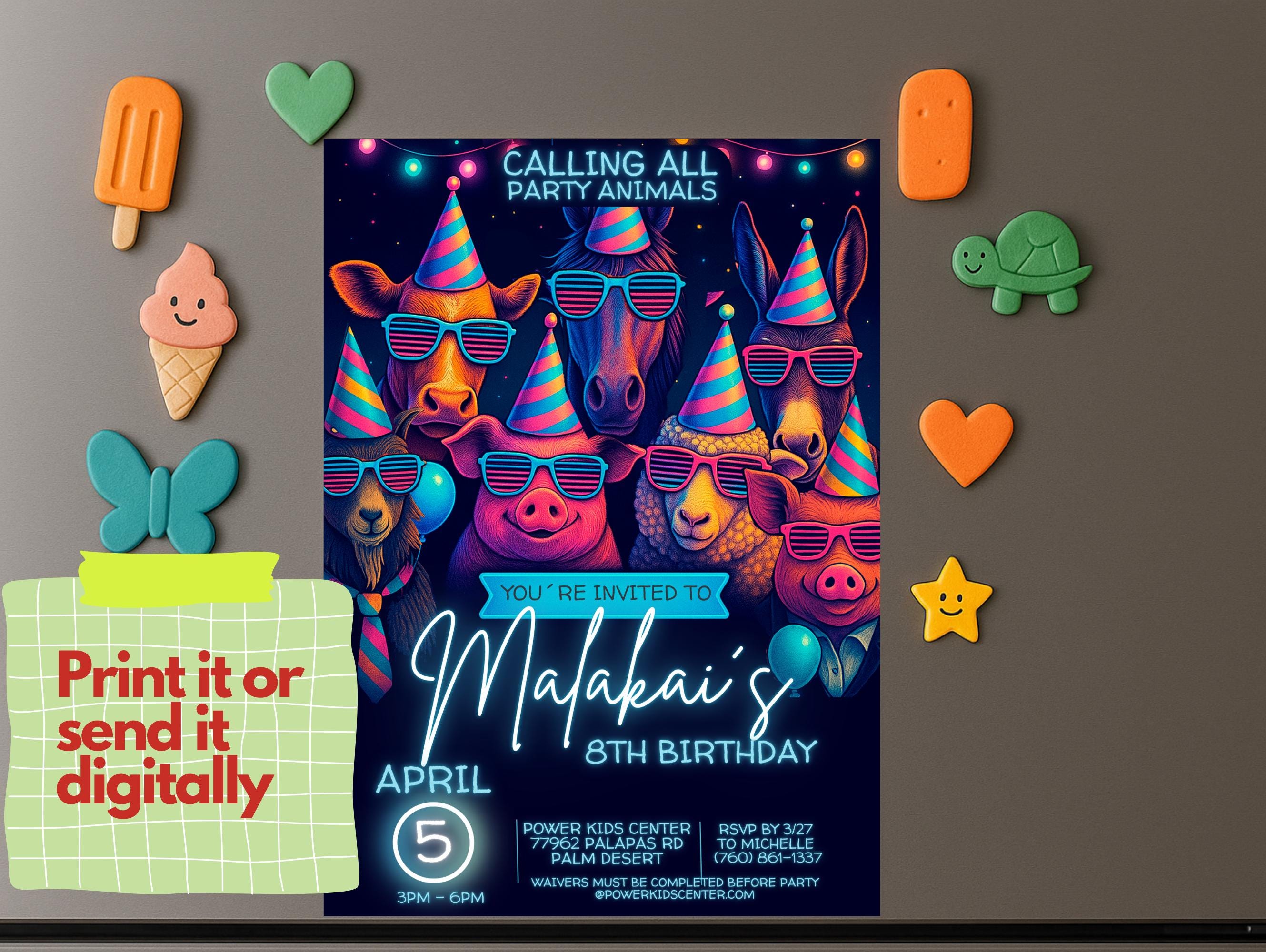 Party Animals Farm Birthday Invitation | Editable Canva Template ...