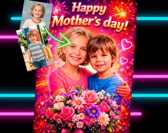Personalized Mother's Day Card with Child's Photo, Vibrant Design, Custom Greeting Card for Mom, Photo Gift for Her, Special Mom Card