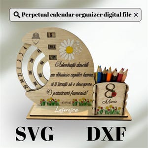 Calendario perpetuo tagliato al laser SVG / Design SVG calendario
