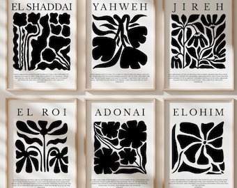 Names of God Scripture Art Set: Minimalist Bible Verse Prints (Digital Download)