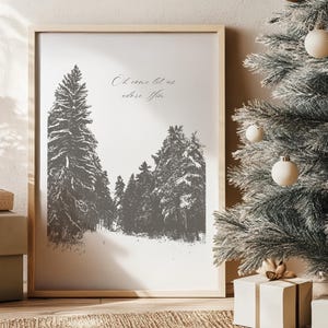 Oh Come Let Us Adore Him Wall Art | Christian Christmas Printable | Neutral Minimalist Holiday Decor | Evergreen Winter Digital Download