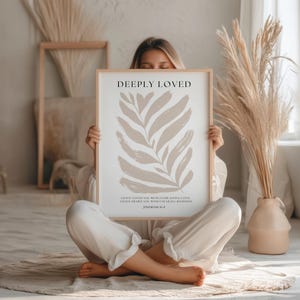 Minimal Scripture Art Set of 2 Neutral Christian Wall Art Bundle Neutral Bible Verse Botanical Art Fully Known and Deeply Loved Verse Art image 8