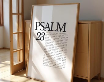 Psalm 23 Scripture Print: Minimalist Christian Wall Art (Digital Download)