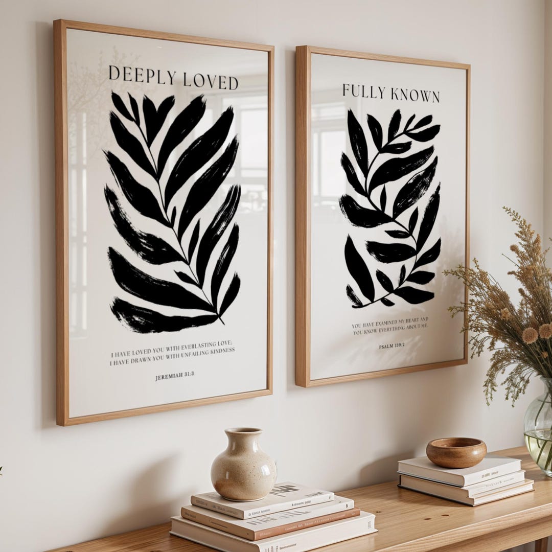 Set of 2 Minimalist Scripture Prints | Christian Wall Art | Bible Verse ...