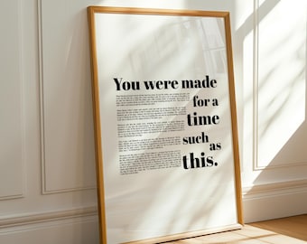 Minimalistische Esther 4:14 muurkunst | Voor een tijd als deze | Christelijke digitale download | Bijbelvers afdrukbaar | Modern Schriftdecor