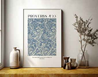 Proverbs 4:23 Scripture Wall Art | Christian Bible Verse Print | Blue Floral Printable | Faith Home Decor | Digital Download
