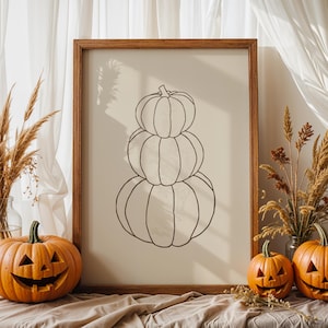 Pumpkin Wall Art Printable, Fall Wall Art Instant Download, Autumn Pumpkin Print, Digital Pumpkin Decor, Farmhouse Fall, Thanksgiving Art