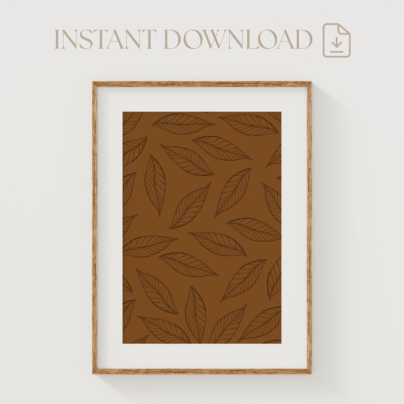 Brown Fall Leaf Print: Minimalist Autumn Wall Art (digital Download - Etsy
